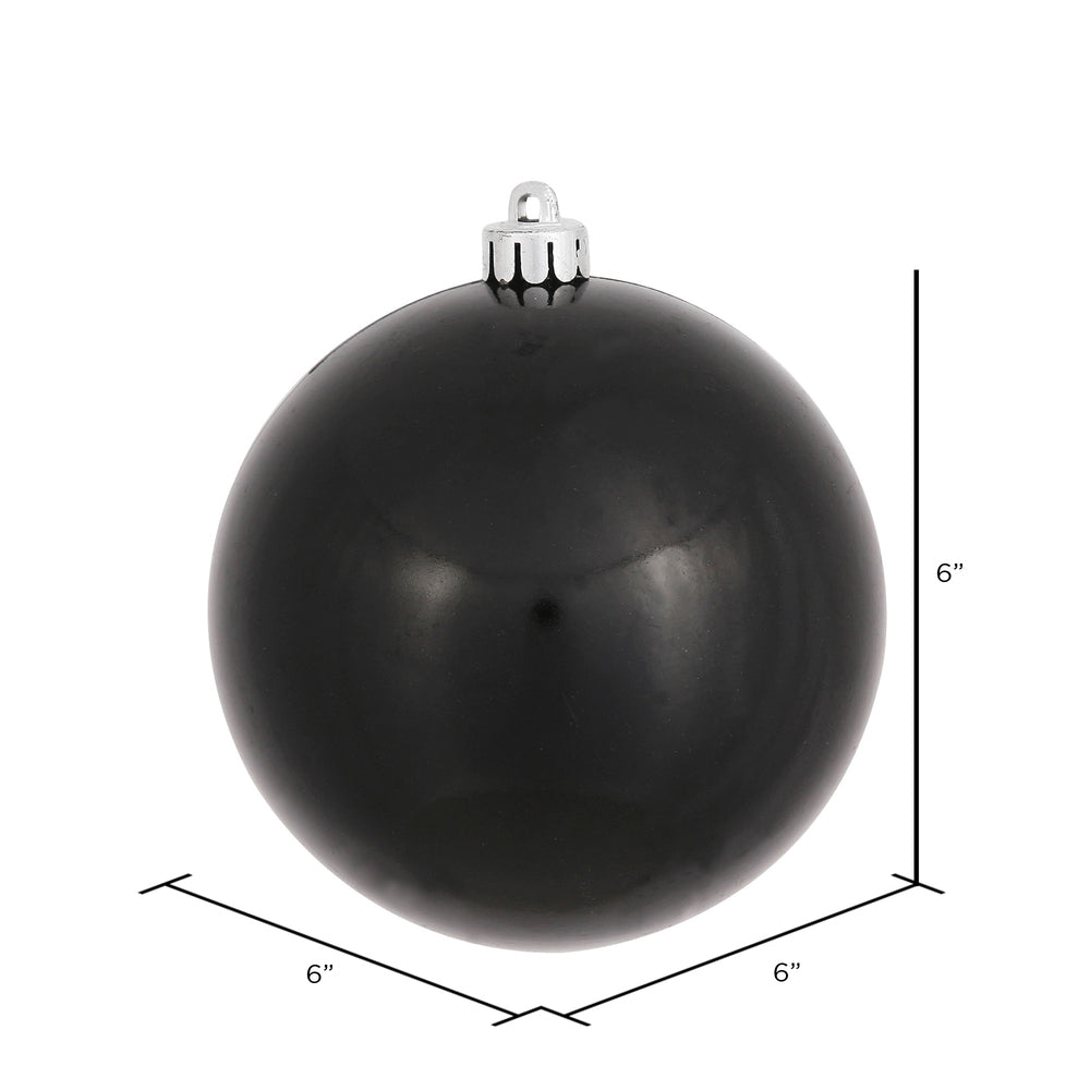 Vickerman 6" Black Candy Ball Ornament 4 per Bag