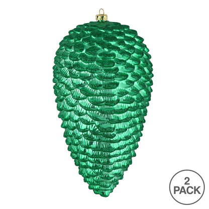 Vickerman 10" Seafoam Green Matte Glitter Pinecone Christmas Ornament Pack of 2 Pack of 2