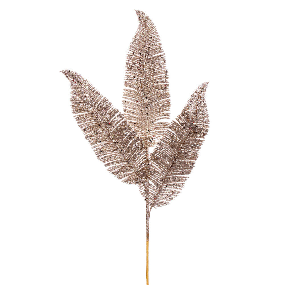 Vickerman 24.5" Champagne Feather Fern Glitter Spray 6 per bag.