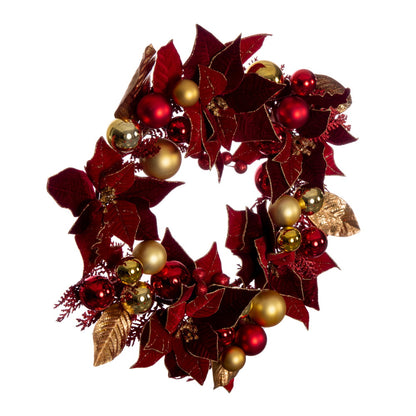 Vickerman 22" Artificial Red Poinsettia Deco Wreath