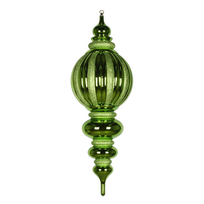 Vickerman 35" Lime Shiny Finial Ornament with Glitter Accents