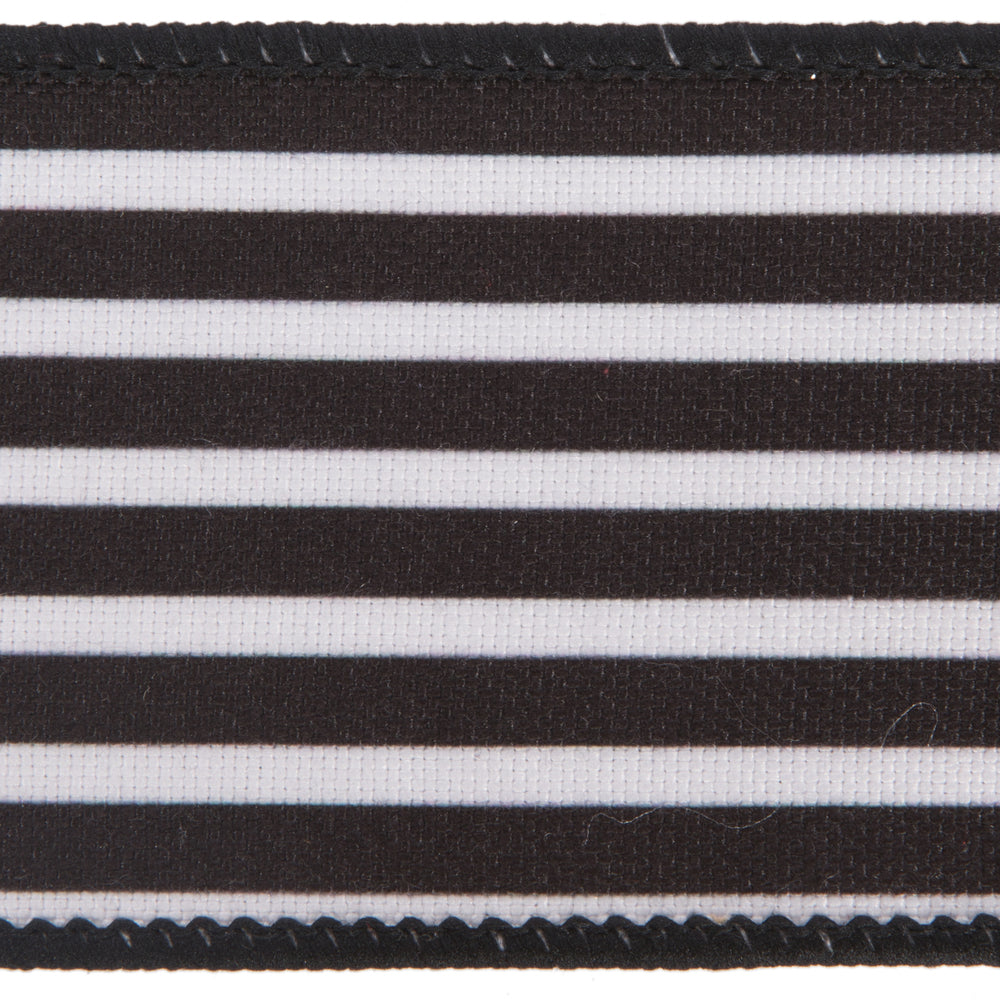 Vickerman 2.5" x 10 Yards Black Horizontal Printed Stripe Sheldon Belver Double Ribbon.