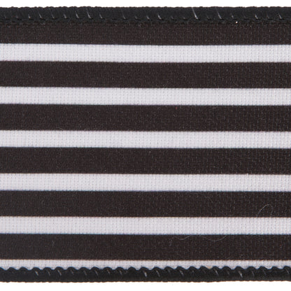 Vickerman 2.5" x 10 Yards Black Horizontal Printed Stripe Sheldon Belver Double Ribbon.