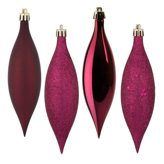 Vickerman 5.5" Berry Red Drop Christmas Ornament Assorted 4 Finish 8 per Pack