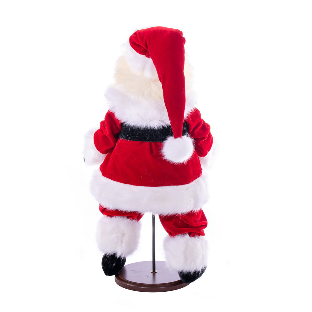 Vickerman 18" Red Traditional Velvet Dark Complexion Santa Doll with Stand. This Santa has glasses stand is removeable.