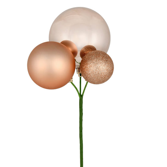 Vickerman 18" Café Latte Ball Ornament Christmas Pick Set of 3