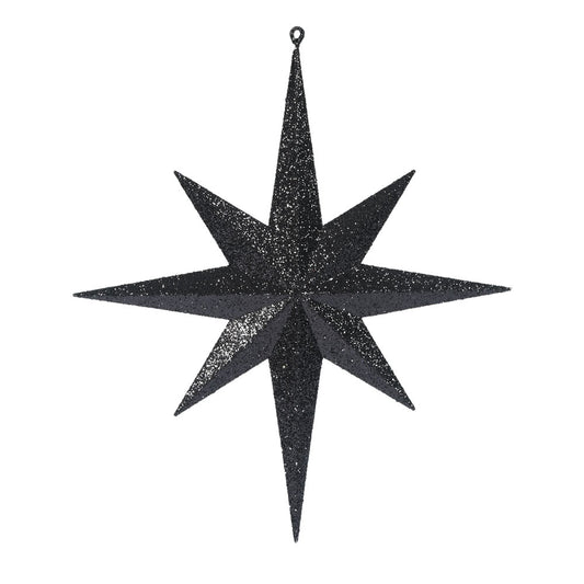 Vickerman 15.75" Black Iridescent Glitter Bethlehem Star Christmas Ornament