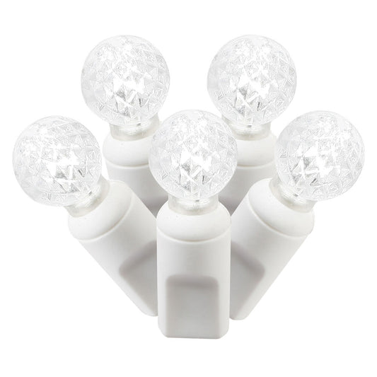 Vickerman 100 Pure White G12 LED Single Mold Light on White Wire 34' Christmas Light Strand