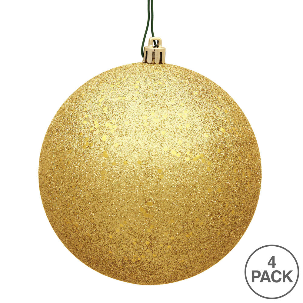 Vickerman 4.75" Honey Gold Sequin Ball Ornament 4 per Bag