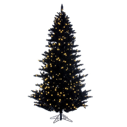Vickerman 9' x 62" Flocked Black Fir Christmas Tree Dura-Lit® Warm White LED Mini Lights.