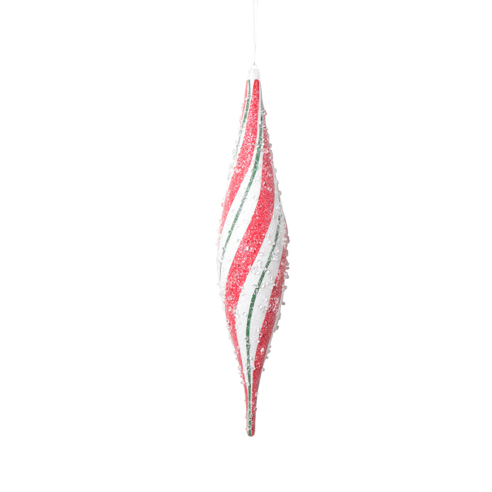 Vickerman 13" White Red Green Swirl Shuttle Ornament 2 per bag.