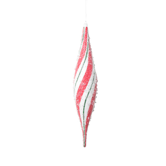 Vickerman 13" White Red Green Swirl Shuttle Ornament 2 per bag.