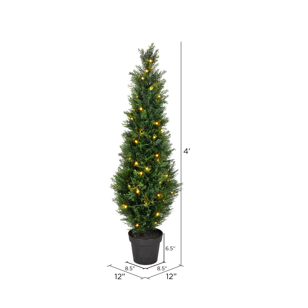 Vickerman 4' Artificial Potted Green Cedar Tree..