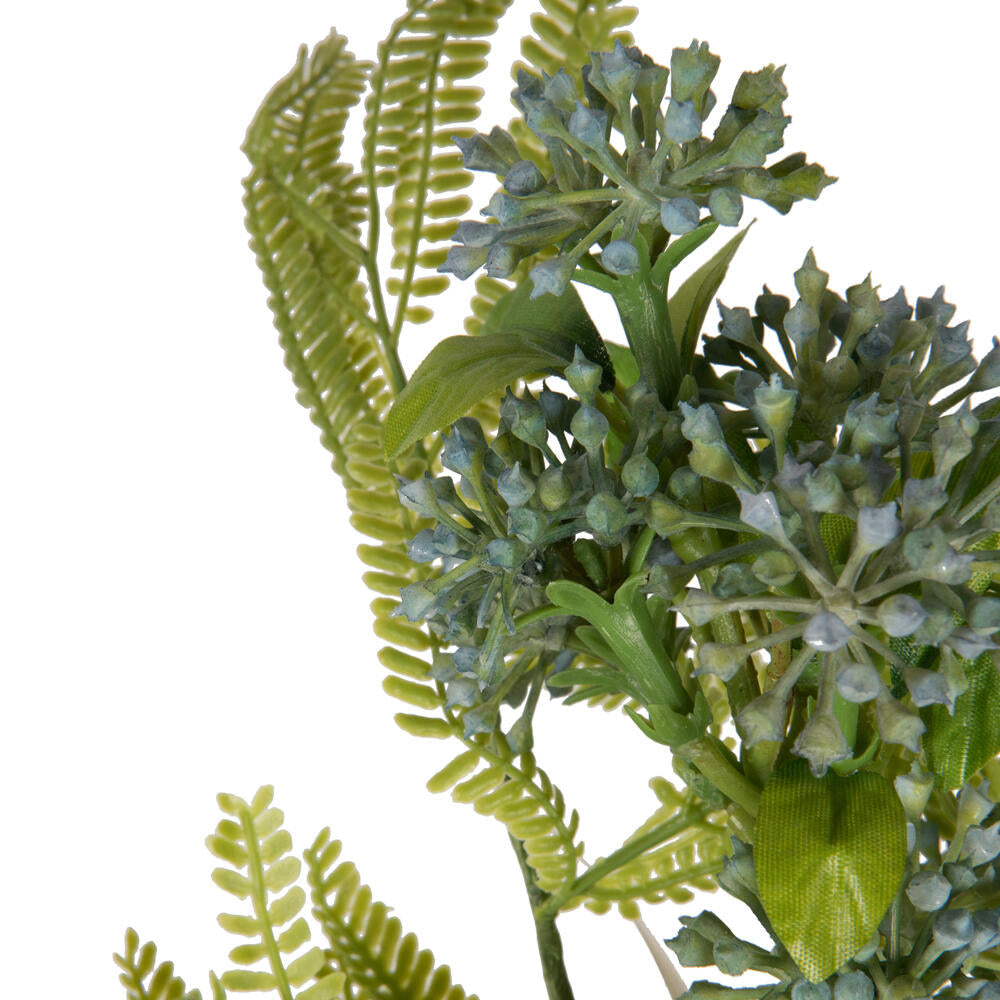 Vickerman 14" Cerulean Blue Artificial Wild Berry and Green Fern Bundle 2 per bag.