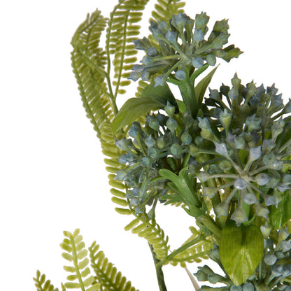 Vickerman 14" Cerulean Blue Artificial Wild Berry and Green Fern Bundle 2 per bag.