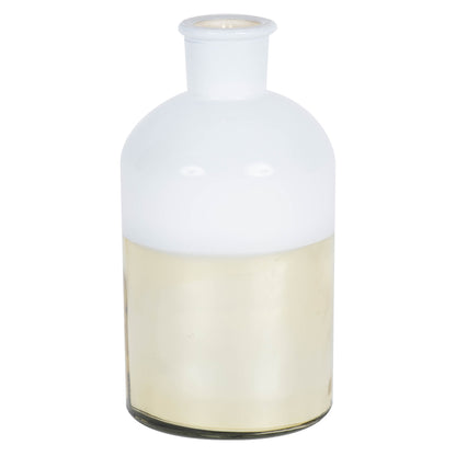 Vickerman 8" White Glass Bottle with Gold Base