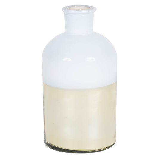 Vickerman 8" White Glass Bottle with Gold Base