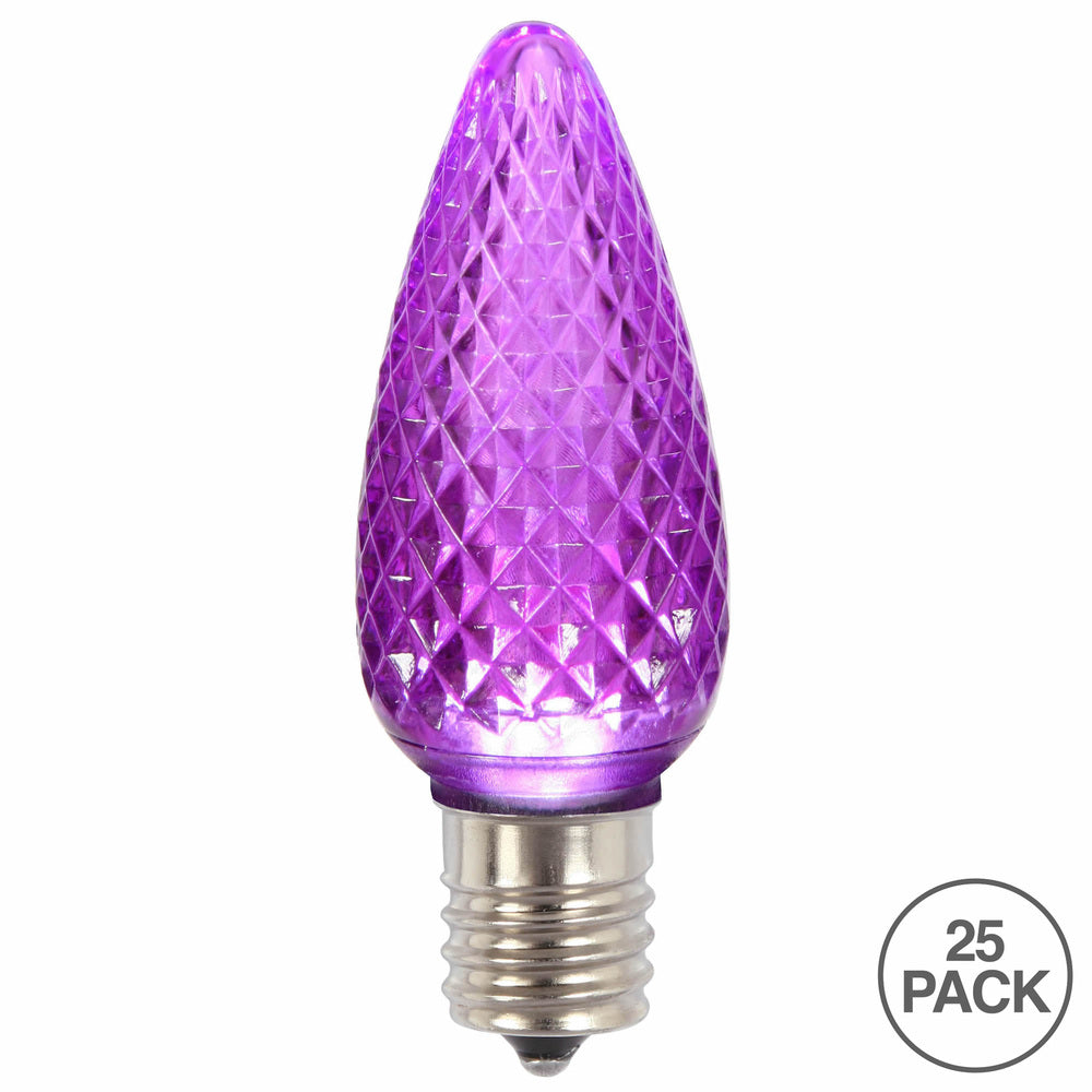 Vickerman C9 LED Purple Faceted Twinkle Bulb  Nickel Base  120V .96 Watts 25 Bulbs per bag