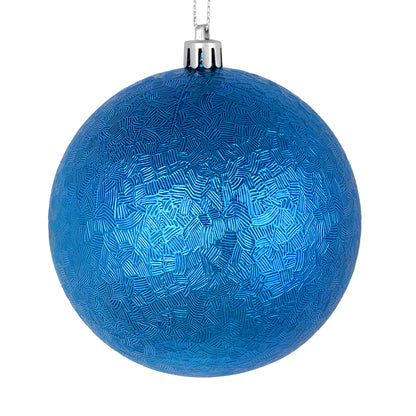 Vickerman 4" Blue Brushed Ball Ornament 6 per Bag