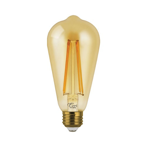 Euri Lighting VST19-3020ea Vintage LED 60-Watt Equivalent ST19 Edison Filament Lamp E26 Base Amber Glass Dimmable - 2700K