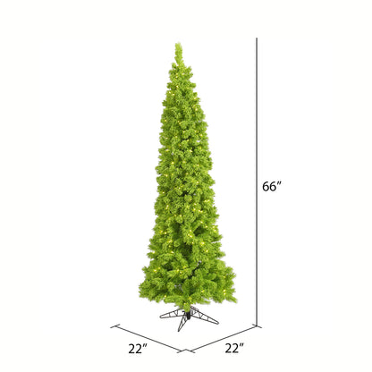 Vickerman 5.5' Flocked Lime Pencil Fir Artificial Christmas Tree with Lime Dura-lit LED Lights