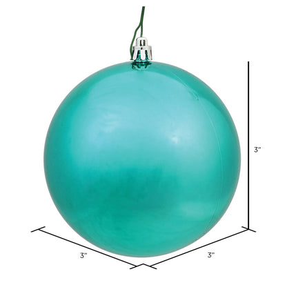 Vickerman 3" Seafoam Green Blue Shiny Ball Ornament 32 per box.