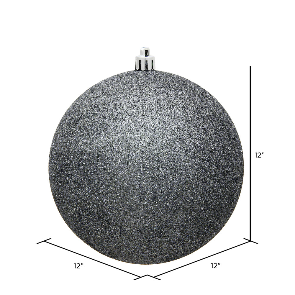 Vickerman 12" Pewter Glitter Ball Ornament