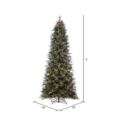 Vickerman 9' x 50" Frosted Douglas Fir Artificial Pre-Lit Christmas Tree Warm White LED Mini Lights.