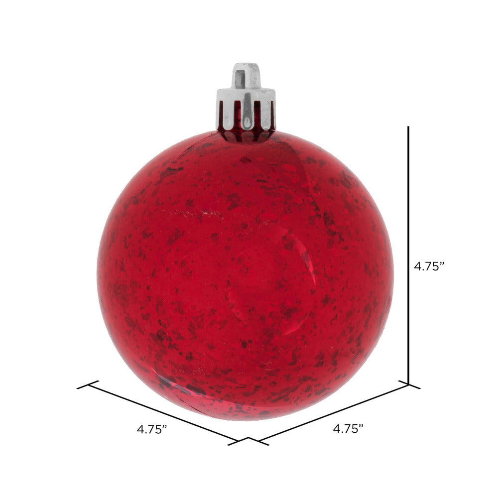 Vickerman 4.75" Red Shiny Mercury Ball Ornament 4 per Bag