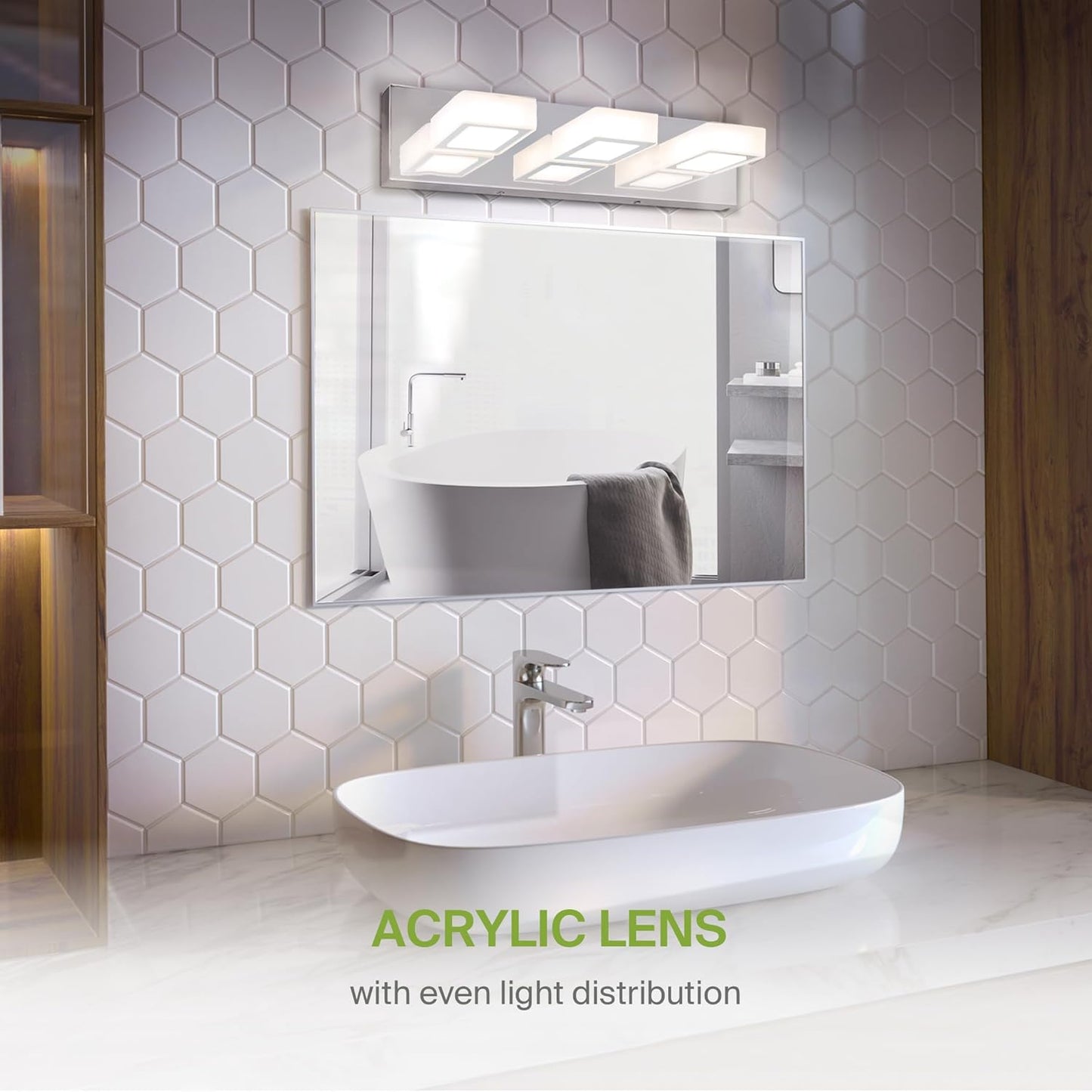 ASD Lighting LED Vanity 3-light 15W 120V with rotatable heads CCT Selectable 2700/3000/4000/5000/6000K Dimmable Chrome ETL