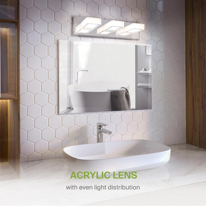 ASD Lighting LED Vanity 3-light 15W 120V with rotatable heads CCT Selectable 2700/3000/4000/5000/6000K Dimmable Chrome ETL