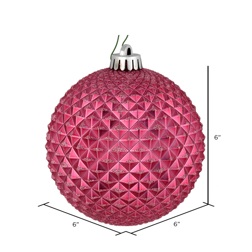 Vickerman 6" Mauve Durian Glitter Ball Ornament 4 per Bag