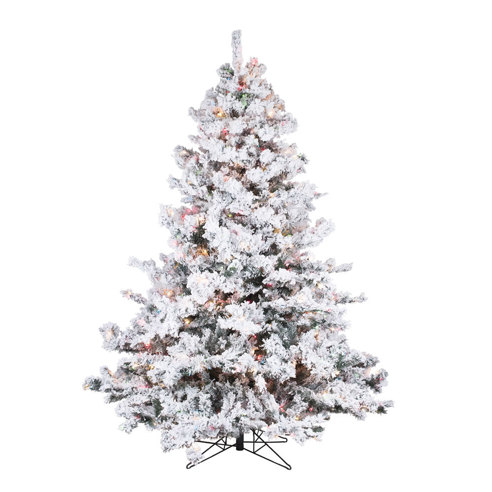 Vickerman 6.5' Flocked Alaskan Pine Artificial Christmas Tree Multi-Colored Dura-Lit lights