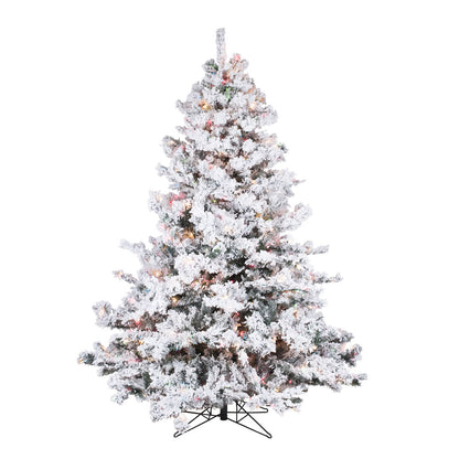 Vickerman 6.5' Flocked Alaskan Pine Artificial Christmas Tree Multi-Colored Dura-Lit lights