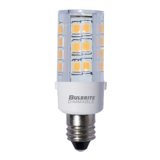 BULBRITE LED T4 CANDELABRA SCREW (E12) 4.5W DIMMABLE LIGHT BULB CLEAR 3000K/SOFT WHITE 35W INCANDESCENT EQUIVALENT