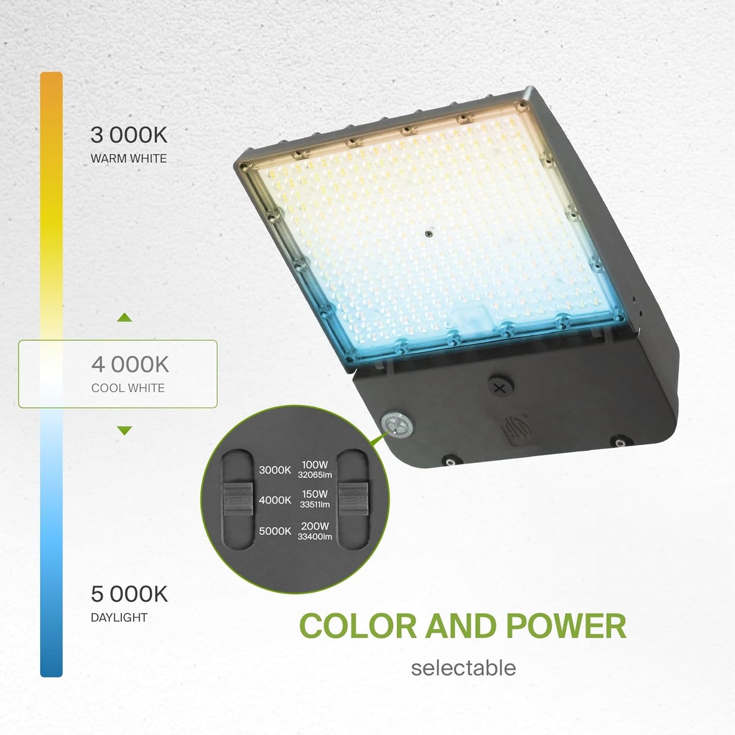 ASD Lighting LED Area Light with Q-base 100/150/200W 120-277V 0-10V Dimmable 170Lm/W 3000/4000/5000K with Photocell Bronze UL DLC Premium