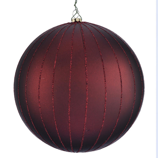 Vickerman 6" Burgundy Matte Glitter Ball Christmas Ornament 2 pieces per bag
