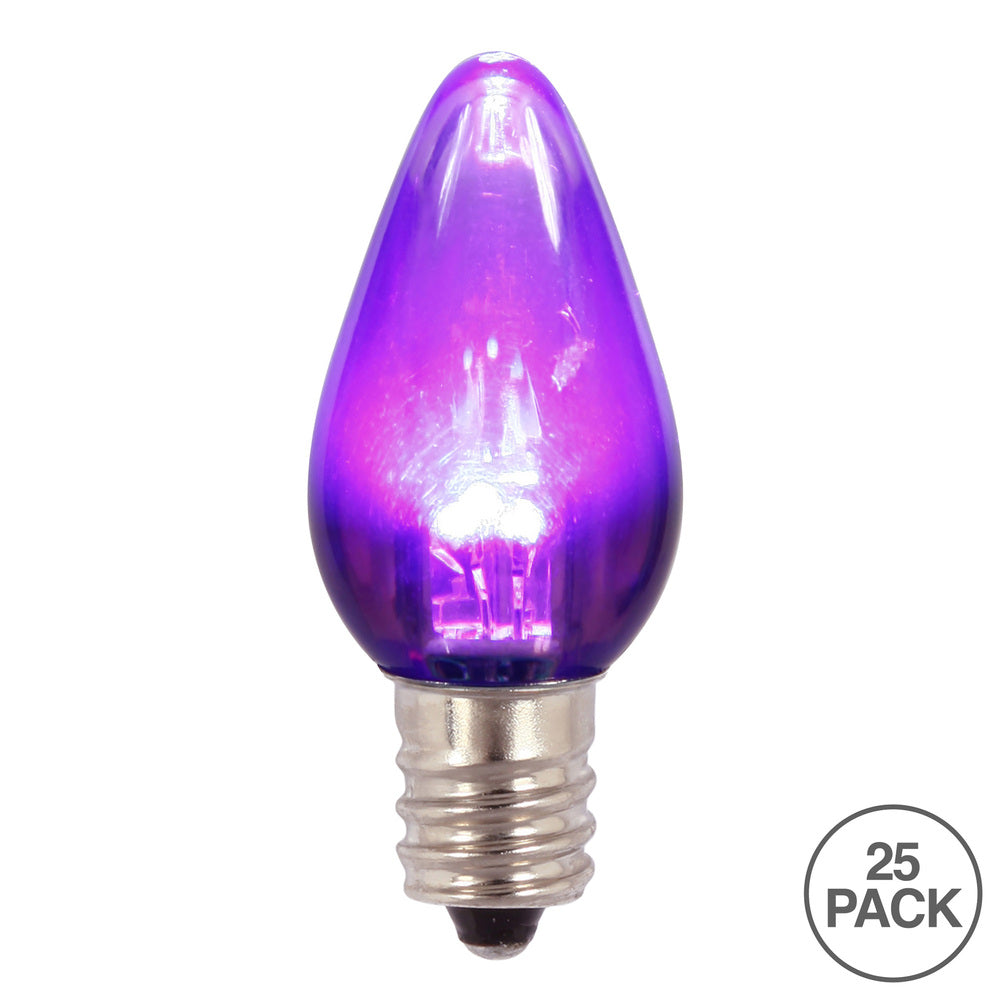 Vickerman C7 Transparent Plastic LED Purple Dimmable Bulb E12 Nickel Base 25 per bag