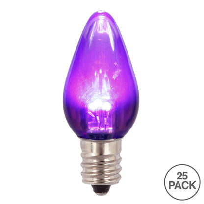 Vickerman C7 Transparent Plastic LED Purple Dimmable Bulb E12 Nickel Base 25 per bag