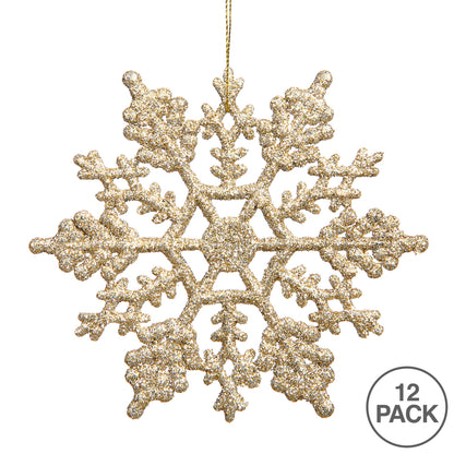 Vickerman 6.25" Champagne Glitter Snowflake Christmas Ornament 12 per Box