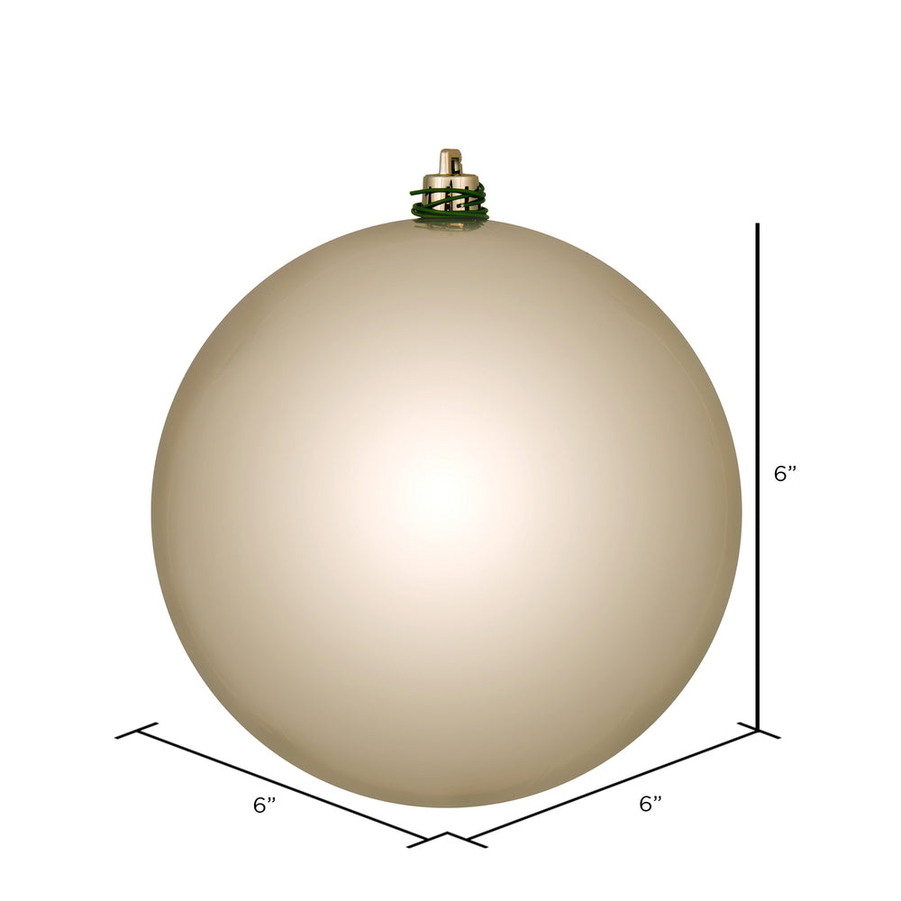 Vickerman 6" Oat Shiny Ball Ornament 4 per Bag