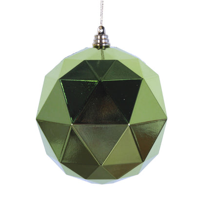 Vickerman 6" Lime Shiny Geometric Ball Ornament 4 per bag