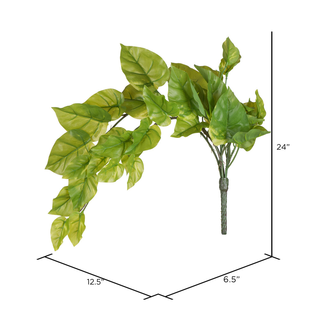 Vickerman 24" Artificial Green Pothos Leaf Bush Vine Pack of 2
