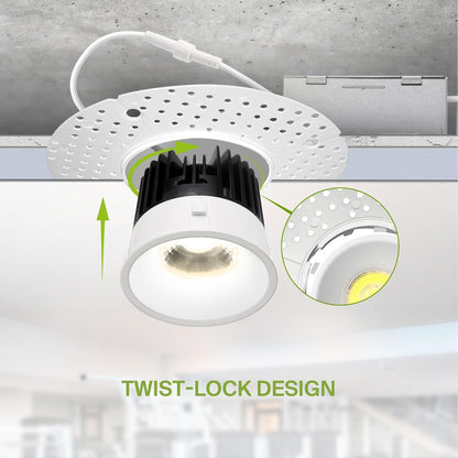 ASD Lighting LED Trimless Downlight Round 4inch 15W 120V Triac 2700/3000/3500/4000/5000K White ETL Energy Star