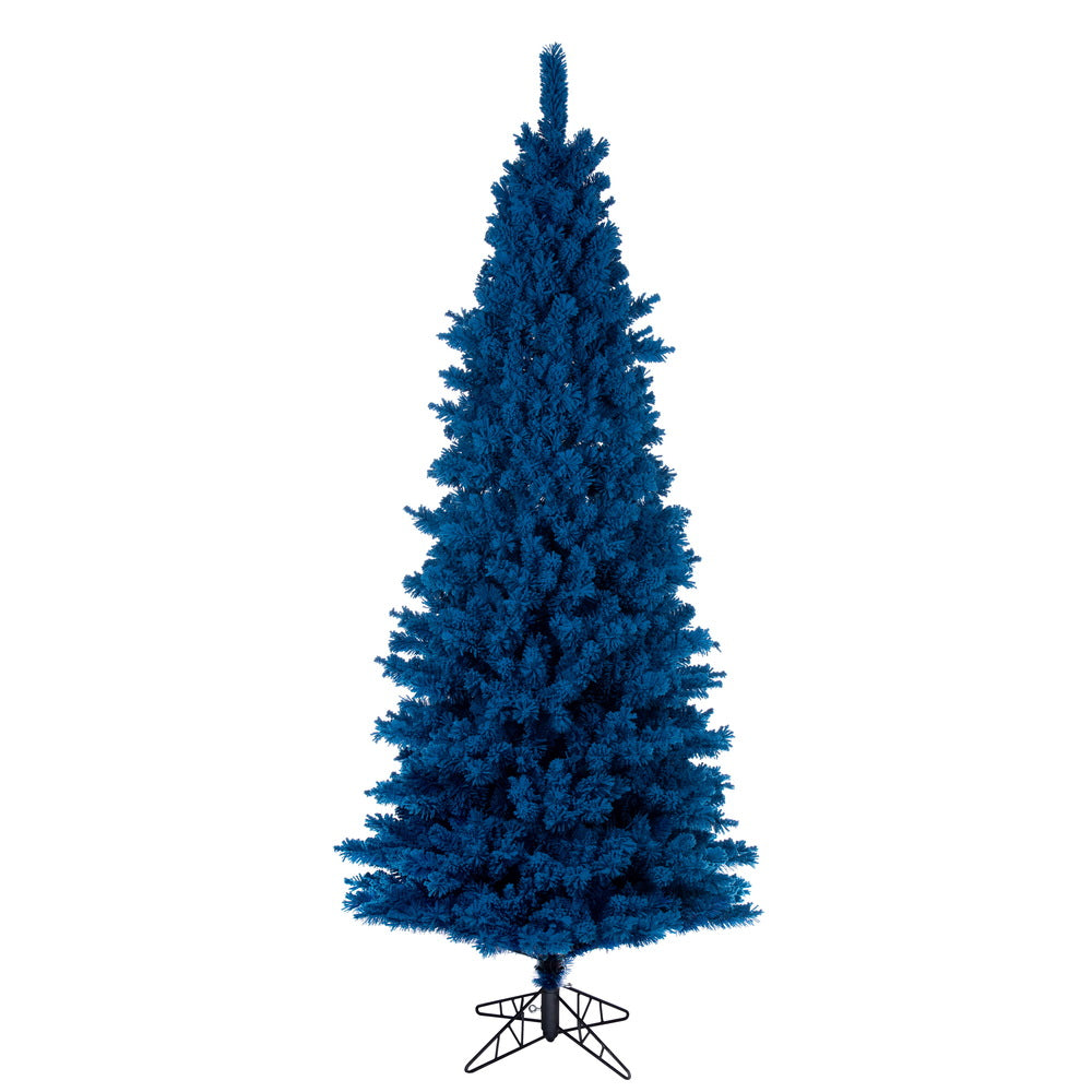 Vickerman 7.5' x 40" Flocked Turquoise Fir Artificial Unlit Slim Christmas Tree.