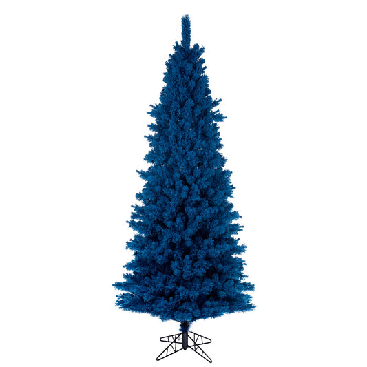 Vickerman 7.5' x 40" Flocked Turquoise Fir Artificial Unlit Slim Christmas Tree.