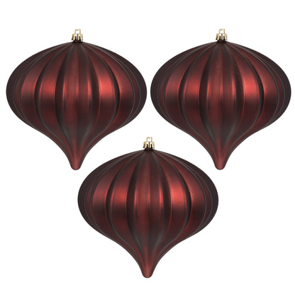 Vickerman 5.7" Burgundy Matte Onion Christmas Ornament UV treated Set of 3