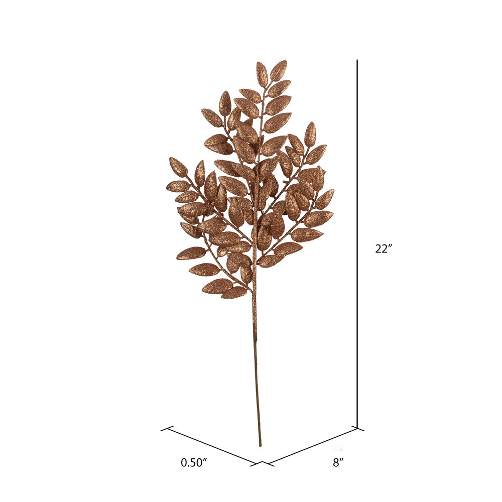 Vickerman 22" Rose Gold Glitter Honey Locust Artificial Christmas Spray. Includes 6 sprays per pack.