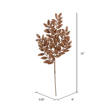 Vickerman 22" Rose Gold Glitter Honey Locust Artificial Christmas Spray. Includes 6 sprays per pack.
