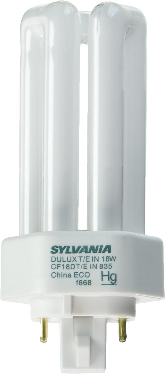 Sylvania CF18DT/E/IN/835/ECO 18 Watt Triple Tube Compact Fluorescent Light Bulb, T4 Lamp, 4-Pin GX24Q-2 Base, 3500K Neutral White